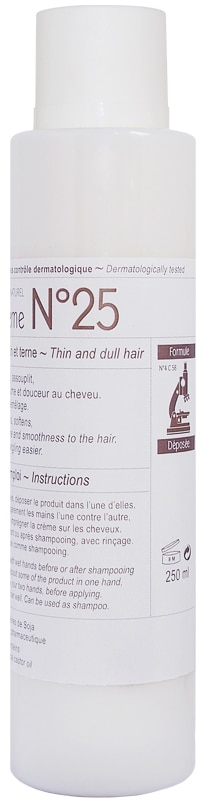 Flacon de crème n°25 clauderer, idéale cheveux fins et secs, emballage biodégradable