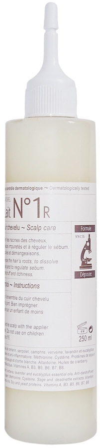 Flacon de Lait n°1R Clauderer, antipelliculaire et anti-inflammatoire.