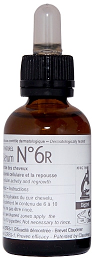 Bottle of Clauderer Serum n°6R, neutralises hair loss and boosts cellular activity