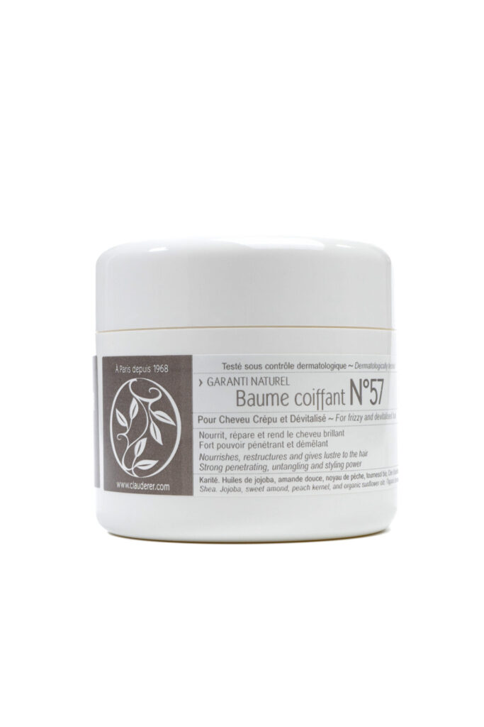 Pot de Baume n°57 Clauderer, baume coiffant et curatif pour cheveux crépus et dévitalisés
