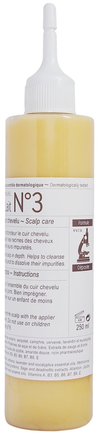 Flacon de Lait n°3 Clauderer, produit naturel pour apaise et hydrater le cuir chevelu.