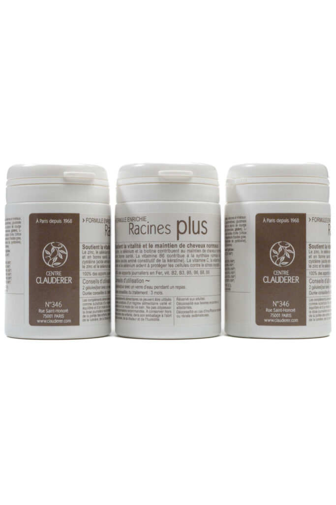 Three boxes of CLauderer’s Racines Plus hair growth supplements